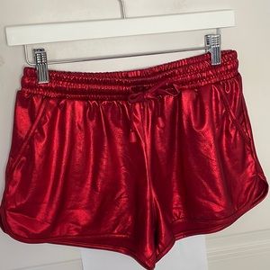 PoshDiva Red Metallic Roller Derby Shorts Large
